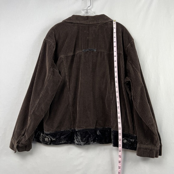 J Jill Corduroy Velvet Jacket Shacket size 1X Button Up Brown Retro Casual Boho - Picture 6 of 12
